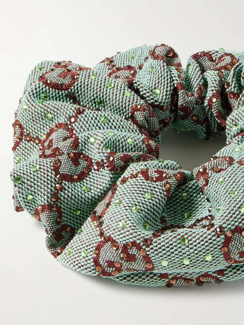 Gucci Crystal-embellished Canvas-jacquard Scrunchie | Thumbnail 3