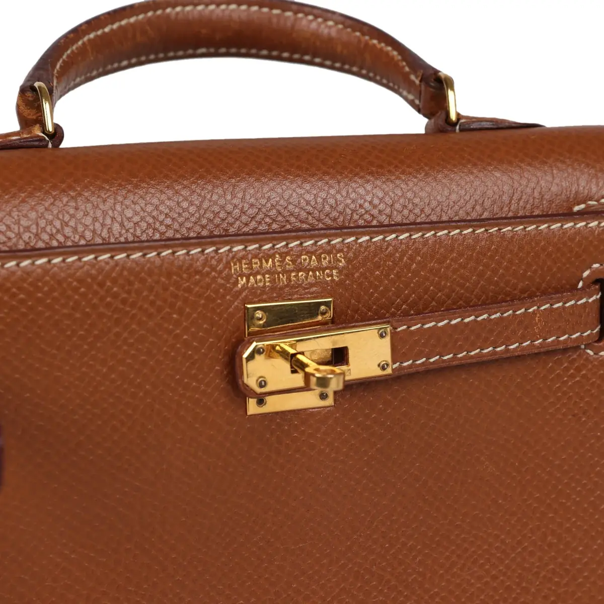 HERMÈS Vintage Hermes Micro Kelly 15 Sellier Gold Courchevel Gold Hardware | Thumbnail 7 HERMÈS Vintage Hermes Micro Kelly 15 Sellier Gold Courchevel Gold Hardware | Thumbnail 7