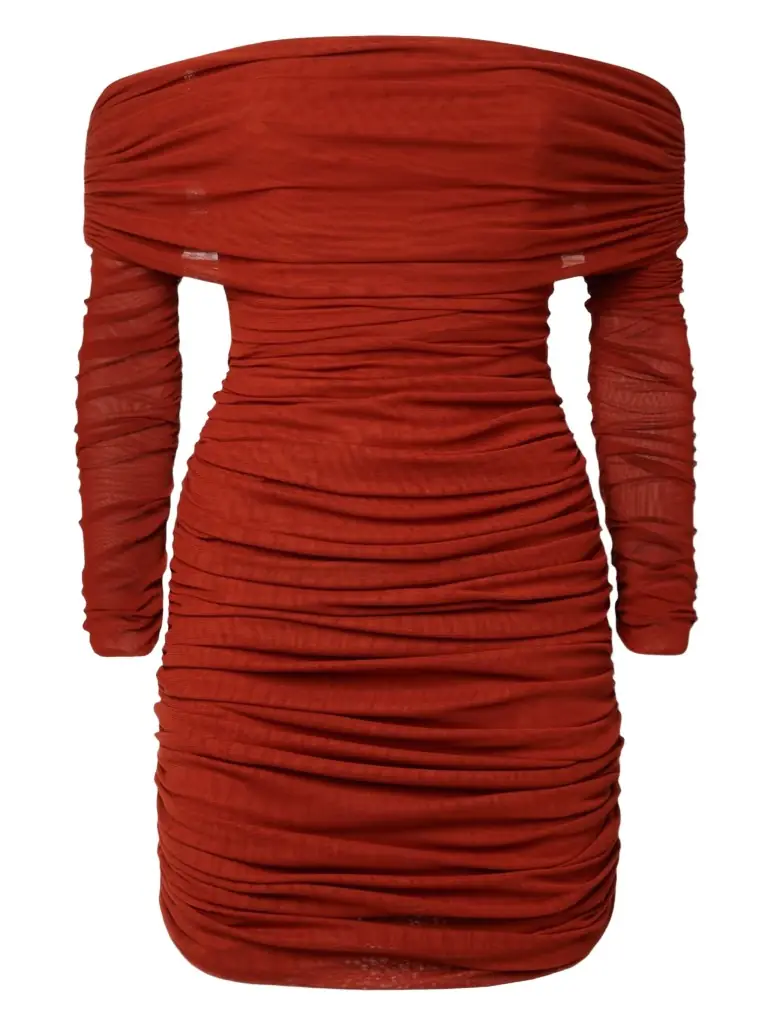 Strapless Ruched Stretch-tulle Mini Dress