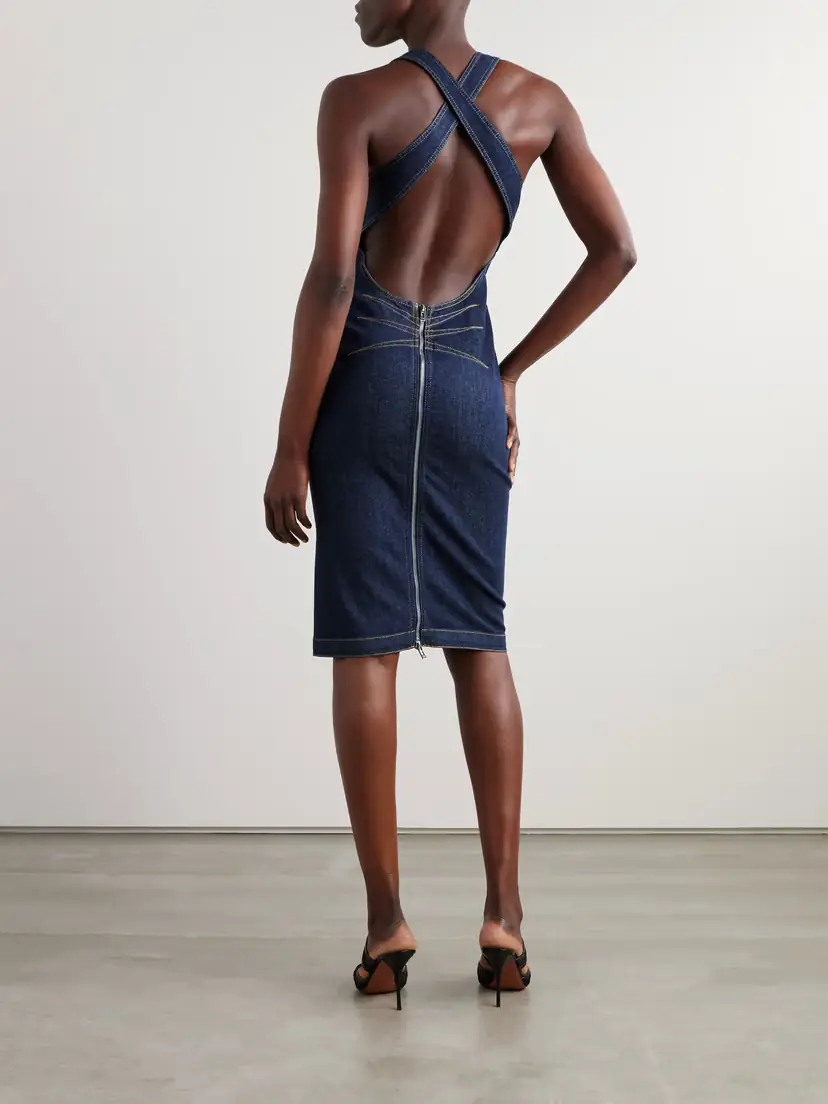 Alaïa Paneled Denim Midi Dress | Thumbnail 3 Alaïa Paneled Denim Midi Dress | Thumbnail 3