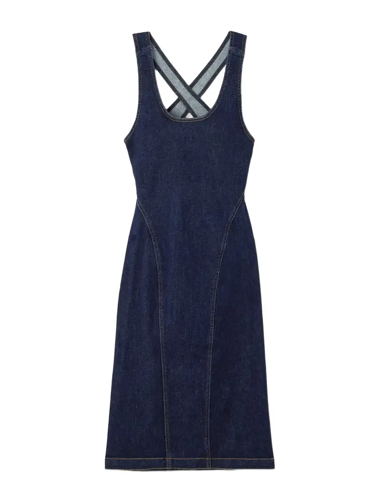 Alaïa Paneled Denim Midi Dress | Thumbnail 1 Alaïa Paneled Denim Midi Dress | Thumbnail 1