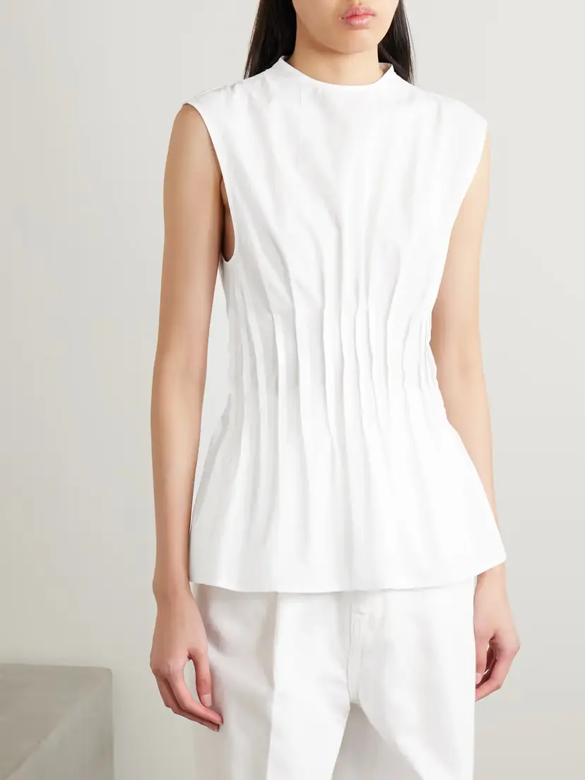 Khaite Westin Pintucked Cotton-poplin Top | Thumbnail 3