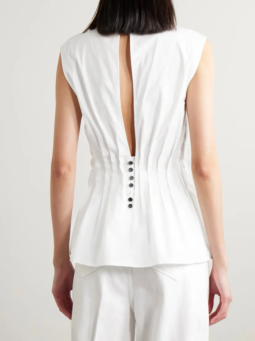 Khaite Westin Pintucked Cotton-poplin Top | Thumbnail 4