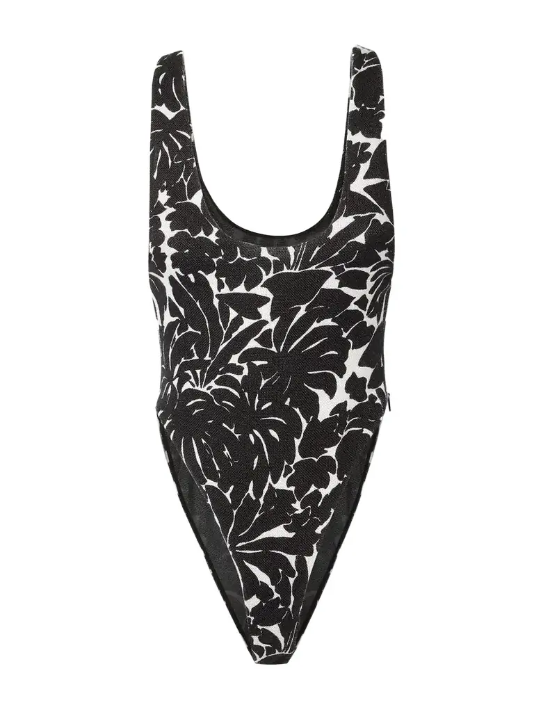Floral-print Cutout Stretch-jersey Bodysuit