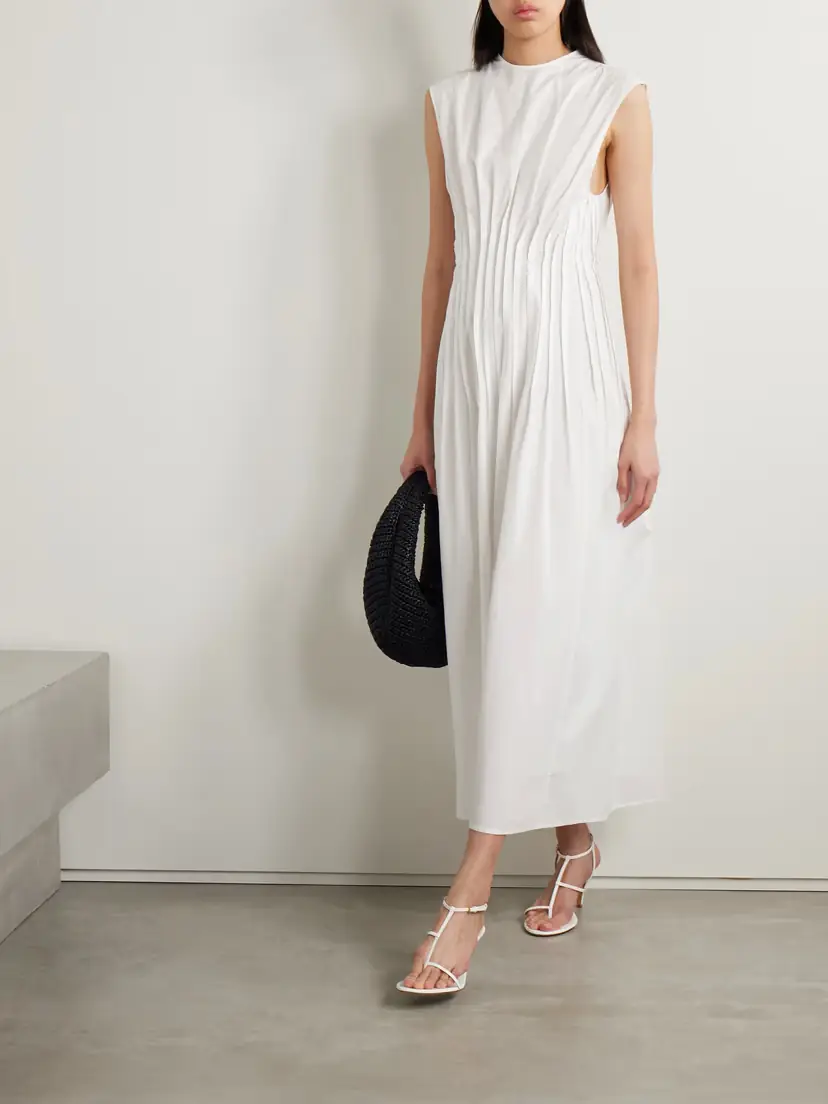 Khaite Wes Pintucked Cotton-poplin Maxi Dress | Thumbnail 2