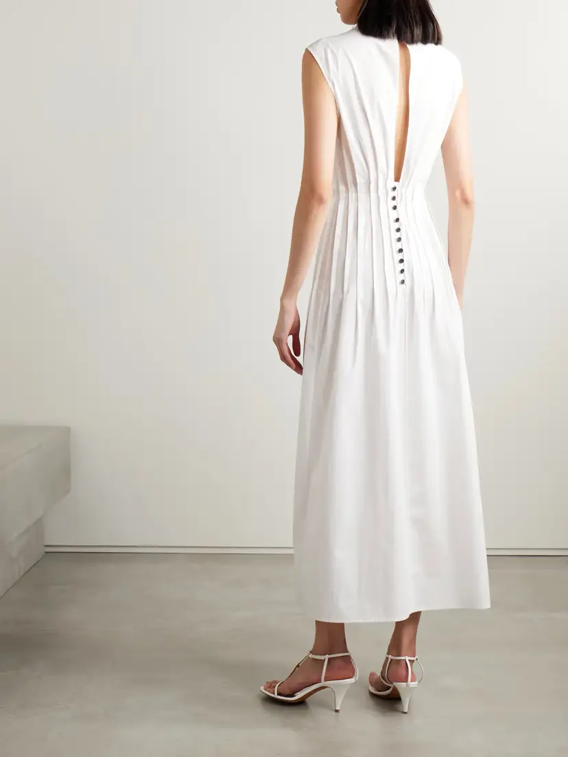 Khaite Wes Pintucked Cotton-poplin Maxi Dress | Thumbnail 3