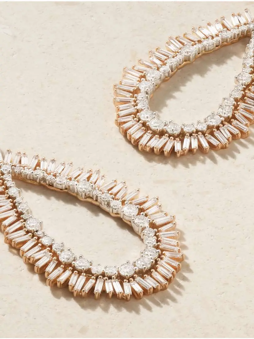 Suzanne Kalan 18-karat Rose And White Gold Diamond Earrings | Thumbnail 4 Suzanne Kalan 18-karat Rose And White Gold Diamond Earrings | Thumbnail 4