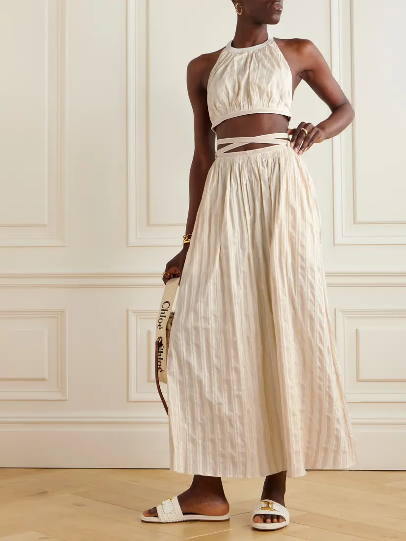 Chloé Cutout Striped Cotton And Silk-blend Maxi Dress | Thumbnail 2 Chloé Cutout Striped Cotton And Silk-blend Maxi Dress | Thumbnail 2
