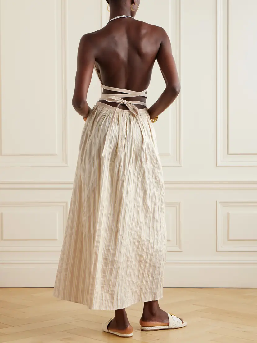Chloé Cutout Striped Cotton And Silk-blend Maxi Dress | Thumbnail 3 Chloé Cutout Striped Cotton And Silk-blend Maxi Dress | Thumbnail 3