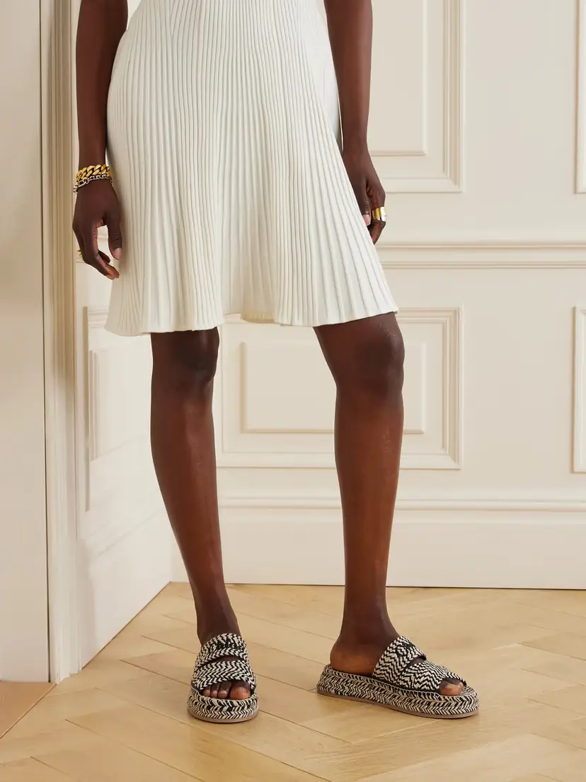 Chloé Mila Embroidered Leather-trimmed Raffia Espadrilles | Thumbnail 2 Chloé Mila Embroidered Leather-trimmed Raffia Espadrilles | Thumbnail 2