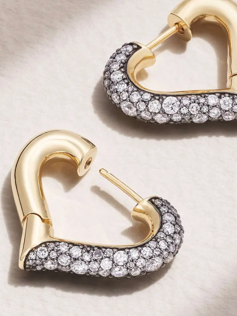 Lucy Delius Chubby Love Rhodium-plated Diamond Hoop Earrings | Thumbnail 3 Lucy Delius Chubby Love Rhodium-plated Diamond Hoop Earrings | Thumbnail 3