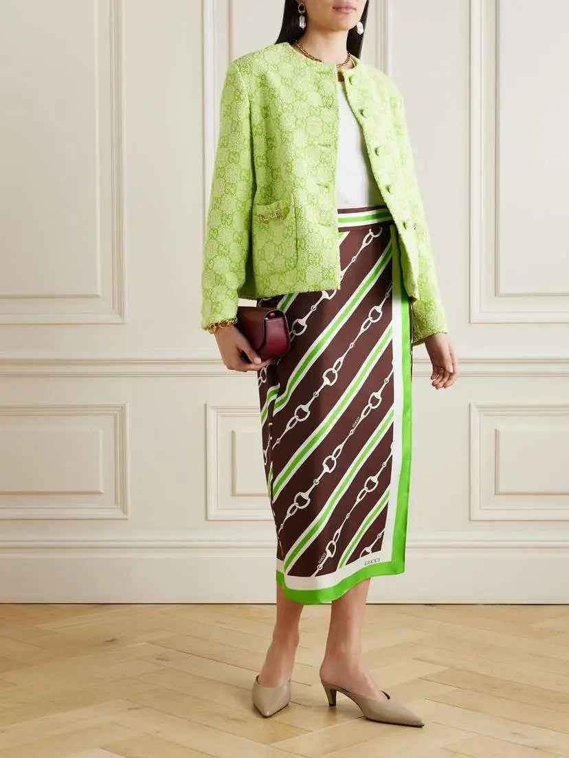 Gucci Printed Silk-twill Wrap Skirt | Thumbnail 2 Gucci Printed Silk-twill Wrap Skirt | Thumbnail 2
