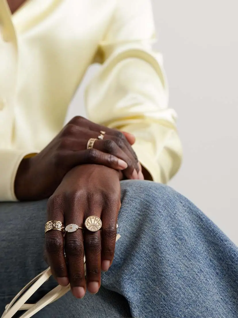 Sydney Evan Small Luck Coin 14-karat Gold Diamond Signet Ring | Thumbnail 5 Sydney Evan Small Luck Coin 14-karat Gold Diamond Signet Ring | Thumbnail 5