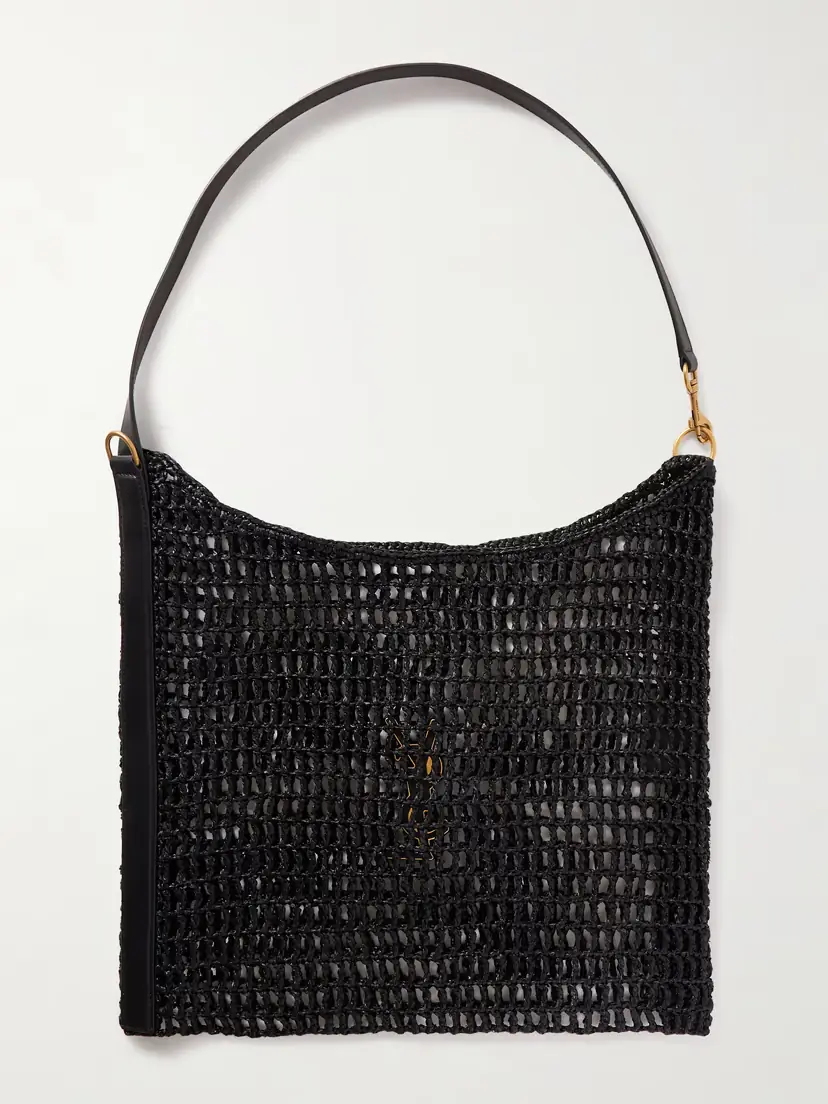 Saint Laurent Oxalis Leather-trimmed Raffia Shoulder Bag | Thumbnail 3 Saint Laurent Oxalis Leather-trimmed Raffia Shoulder Bag | Thumbnail 3