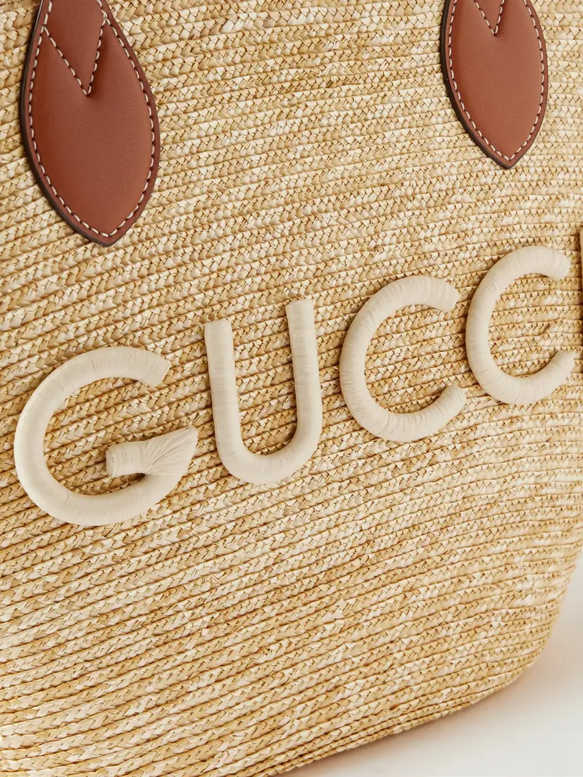 Gucci Leather-trimmed Appliquéd Raffia Tote | Thumbnail 4 Gucci Leather-trimmed Appliquéd Raffia Tote | Thumbnail 4