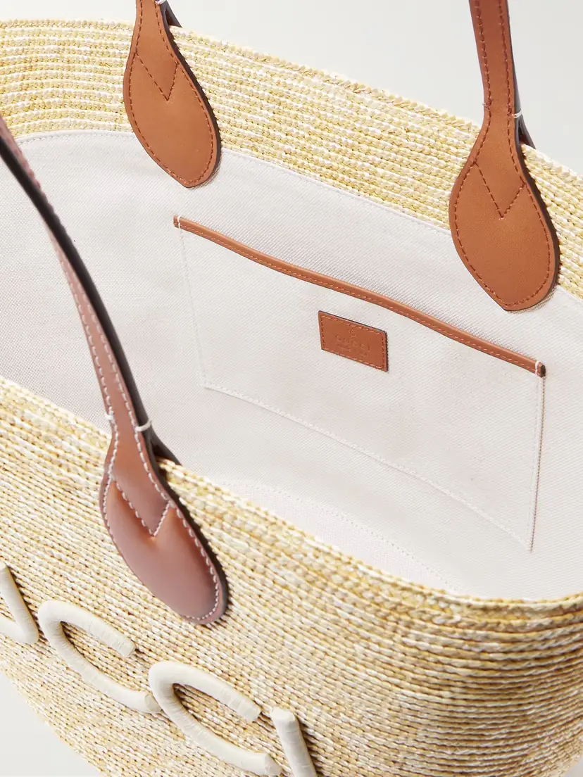 Gucci Leather-trimmed Appliquéd Raffia Tote | Thumbnail 5 Gucci Leather-trimmed Appliquéd Raffia Tote | Thumbnail 5