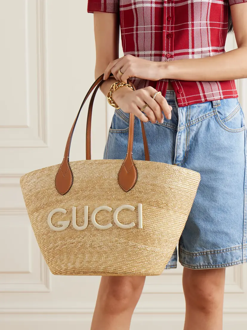 Gucci Leather-trimmed Appliquéd Raffia Tote | Thumbnail 6 Gucci Leather-trimmed Appliquéd Raffia Tote | Thumbnail 6