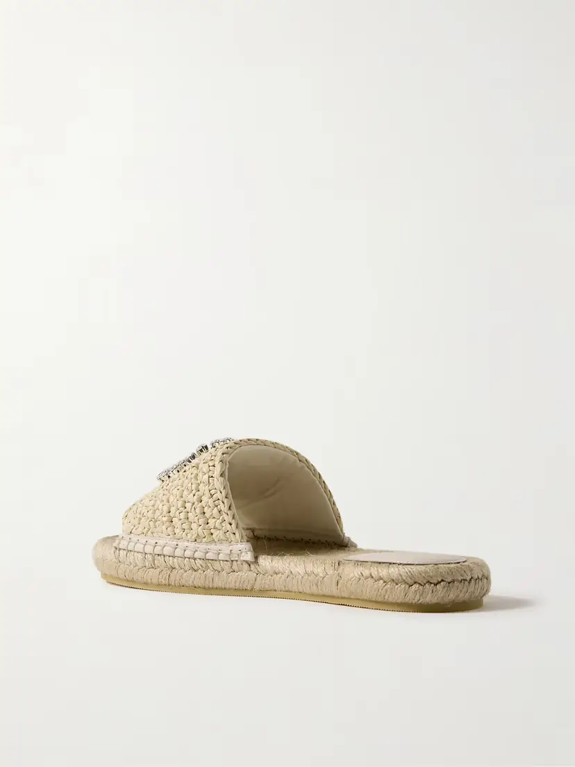 Gucci Cora Crystal-embellished Raffia Espadrille Sandals | Thumbnail 3 Gucci Cora Crystal-embellished Raffia Espadrille Sandals | Thumbnail 3
