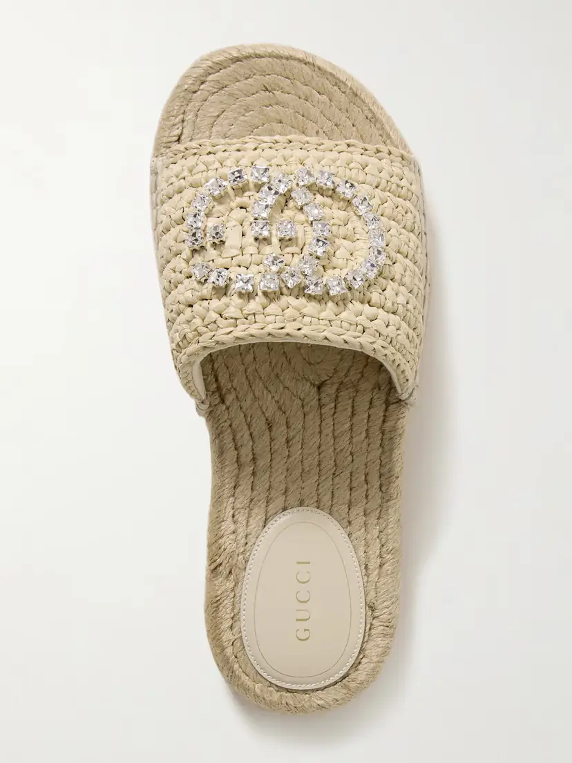 Gucci Cora Crystal-embellished Raffia Espadrille Sandals | Thumbnail 5 Gucci Cora Crystal-embellished Raffia Espadrille Sandals | Thumbnail 5