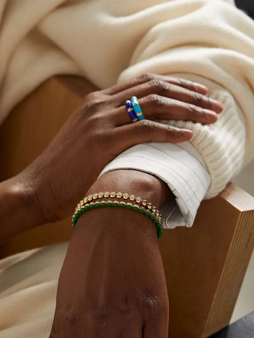 L’Atelier Nawbar The Chlorine 18-karat Gold, Enamel And Diamond Bracelet - Green | Thumbnail 4 L’Atelier Nawbar The Chlorine 18-karat Gold, Enamel And Diamond Bracelet - Green | Thumbnail 4