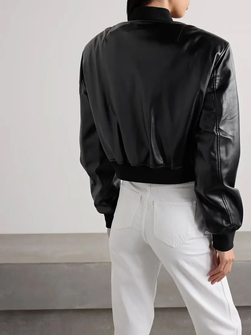 The Frankie Shop Micky Cropped Faux Leather Bomber Jacket | Thumbnail 4 The Frankie Shop Micky Cropped Faux Leather Bomber Jacket | Thumbnail 4