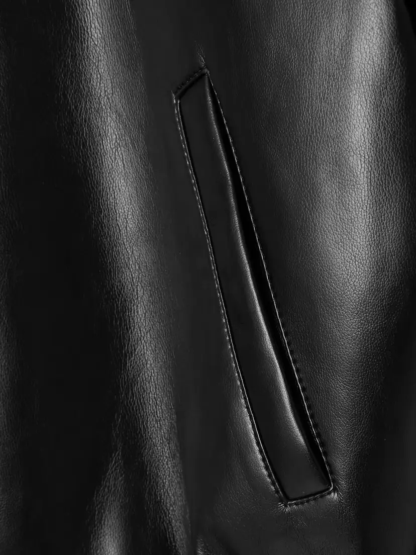 The Frankie Shop Micky Cropped Faux Leather Bomber Jacket | Thumbnail 5 The Frankie Shop Micky Cropped Faux Leather Bomber Jacket | Thumbnail 5