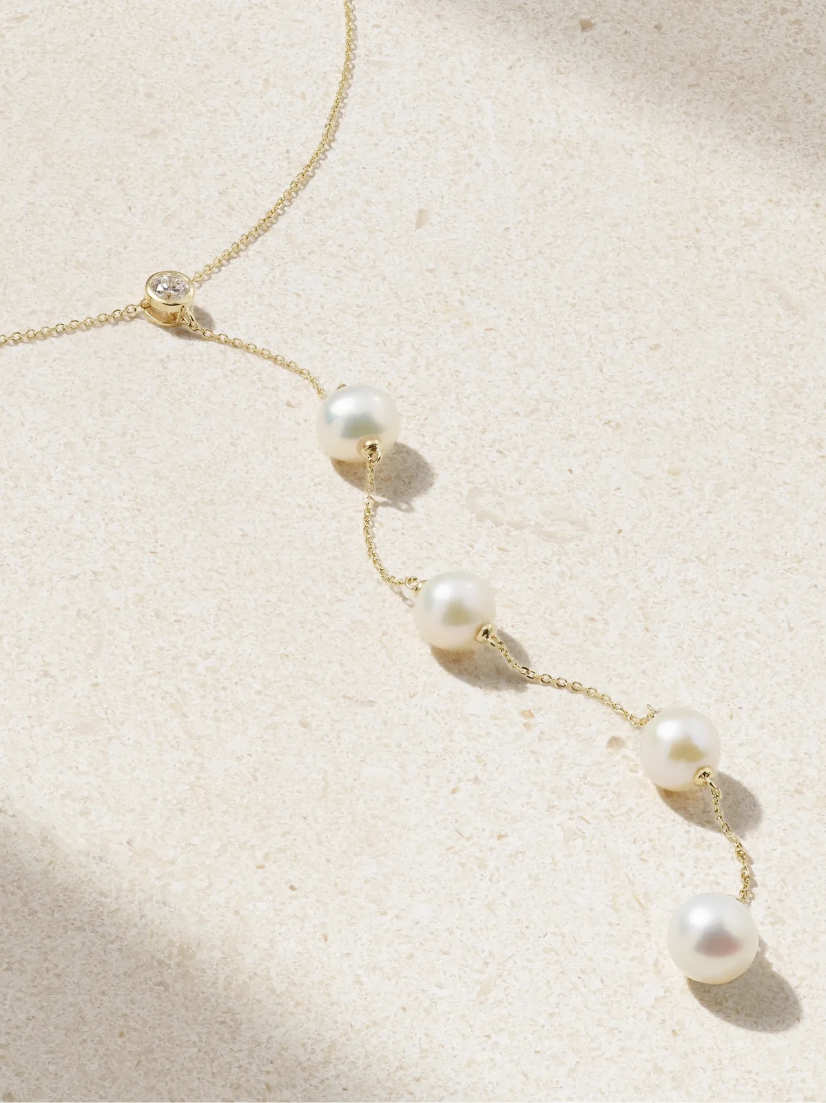 Drizzle 14-karat Gold, Diamond And Pearl Necklace