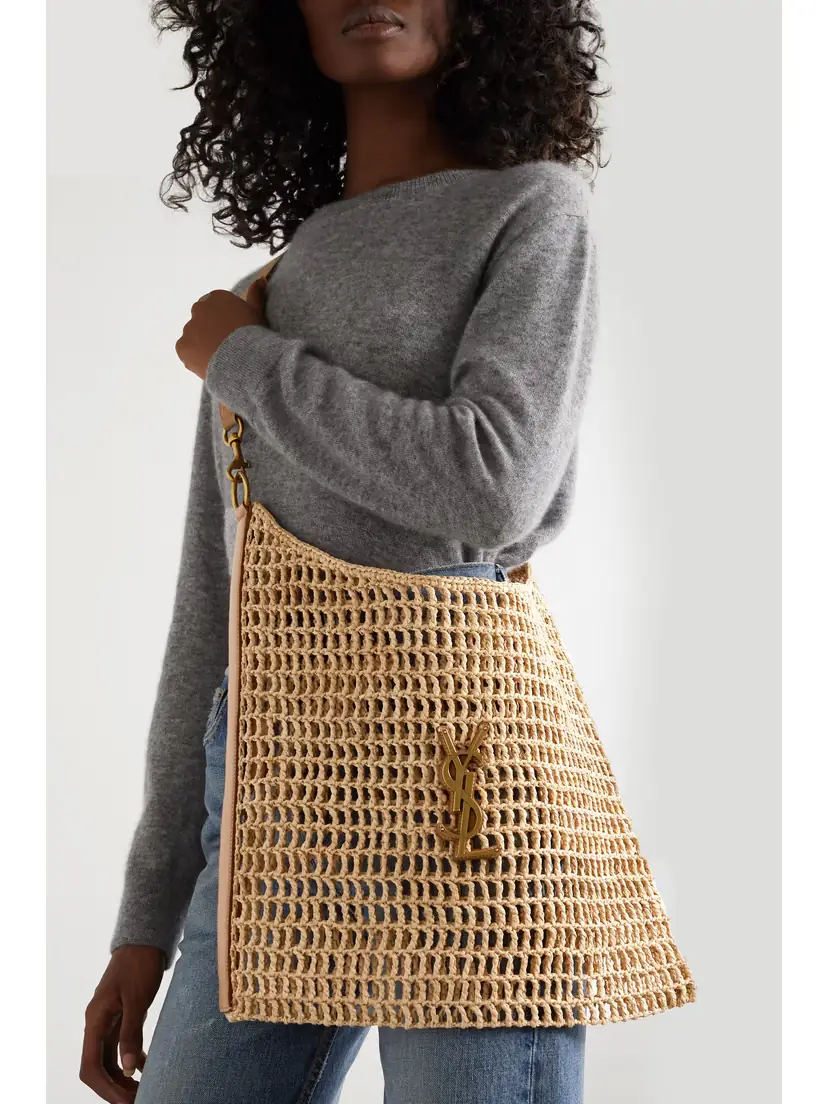 Saint Laurent Oxalis Leather-trimmed Crocheted Raffia Shoulder Bag | Thumbnail 2 Saint Laurent Oxalis Leather-trimmed Crocheted Raffia Shoulder Bag | Thumbnail 2