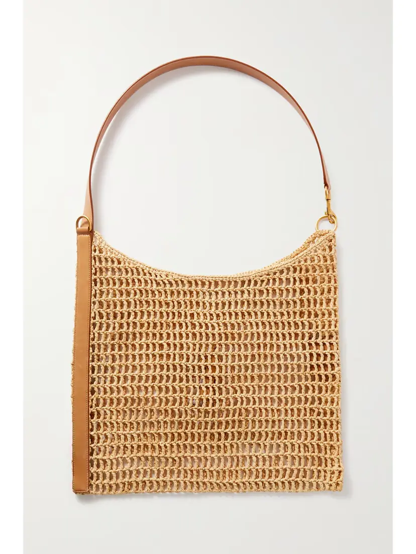 Saint Laurent Oxalis Leather-trimmed Crocheted Raffia Shoulder Bag | Thumbnail 3 Saint Laurent Oxalis Leather-trimmed Crocheted Raffia Shoulder Bag | Thumbnail 3