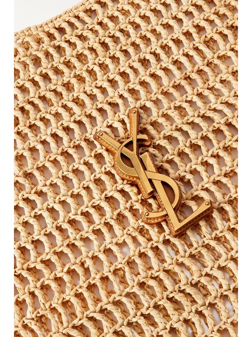 Saint Laurent Oxalis Leather-trimmed Crocheted Raffia Shoulder Bag | Thumbnail 4 Saint Laurent Oxalis Leather-trimmed Crocheted Raffia Shoulder Bag | Thumbnail 4