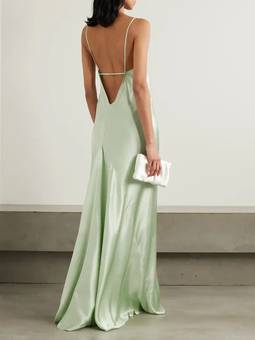 Victoria Beckham Backless Satin Maxi Dress | Thumbnail 3 Victoria Beckham Backless Satin Maxi Dress | Thumbnail 3