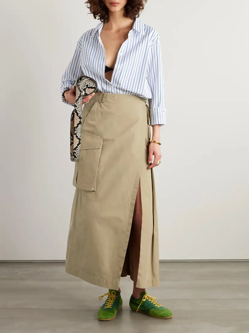 Dries Van Noten Pleated Cotton-twill Maxi Wrap Skirt | Thumbnail 2