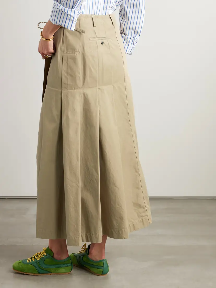 Dries Van Noten Pleated Cotton-twill Maxi Wrap Skirt | Thumbnail 3