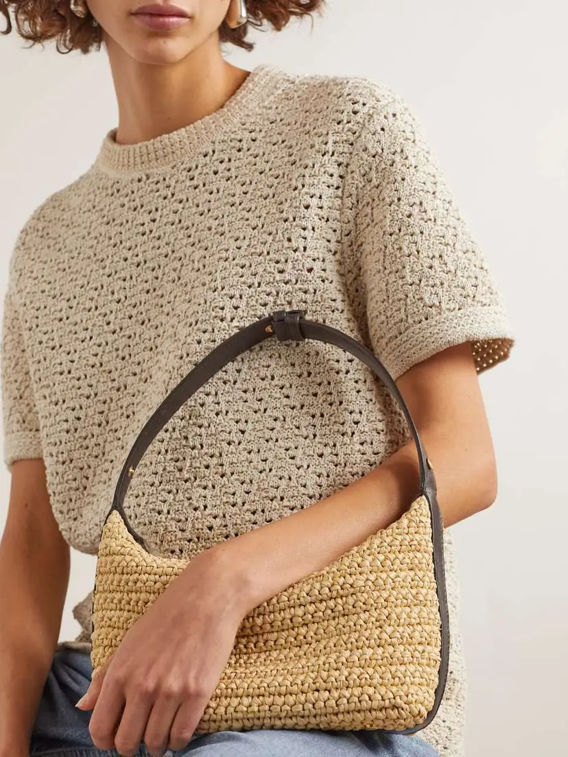 Bottega Veneta Wallace Leather-trimmed Raffia Shoulder Bag | Thumbnail 2 Bottega Veneta Wallace Leather-trimmed Raffia Shoulder Bag | Thumbnail 2