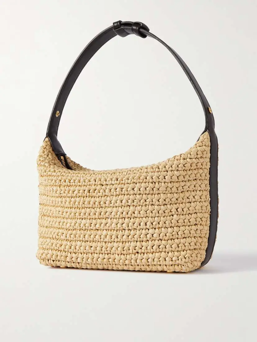 Bottega Veneta Wallace Leather-trimmed Raffia Shoulder Bag | Thumbnail 3 Bottega Veneta Wallace Leather-trimmed Raffia Shoulder Bag | Thumbnail 3