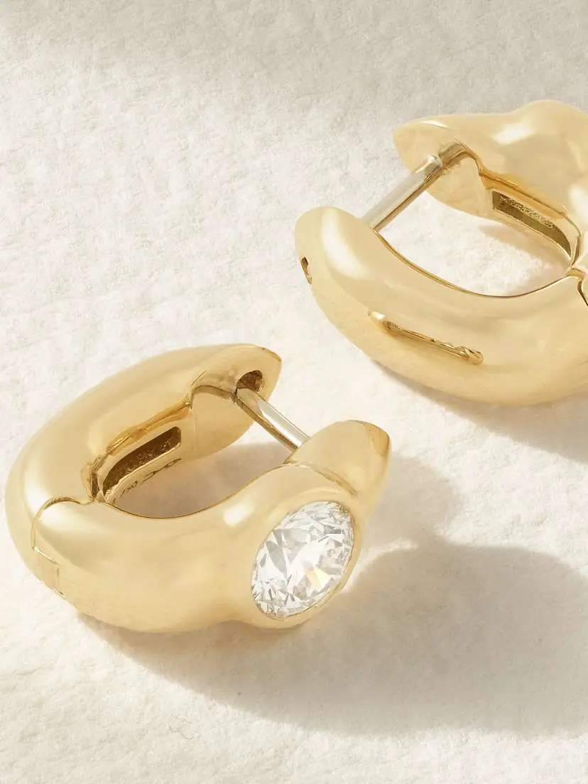 Uniform Object Tusk 18-karat Gold Diamond Hoop Earrings | Thumbnail 3