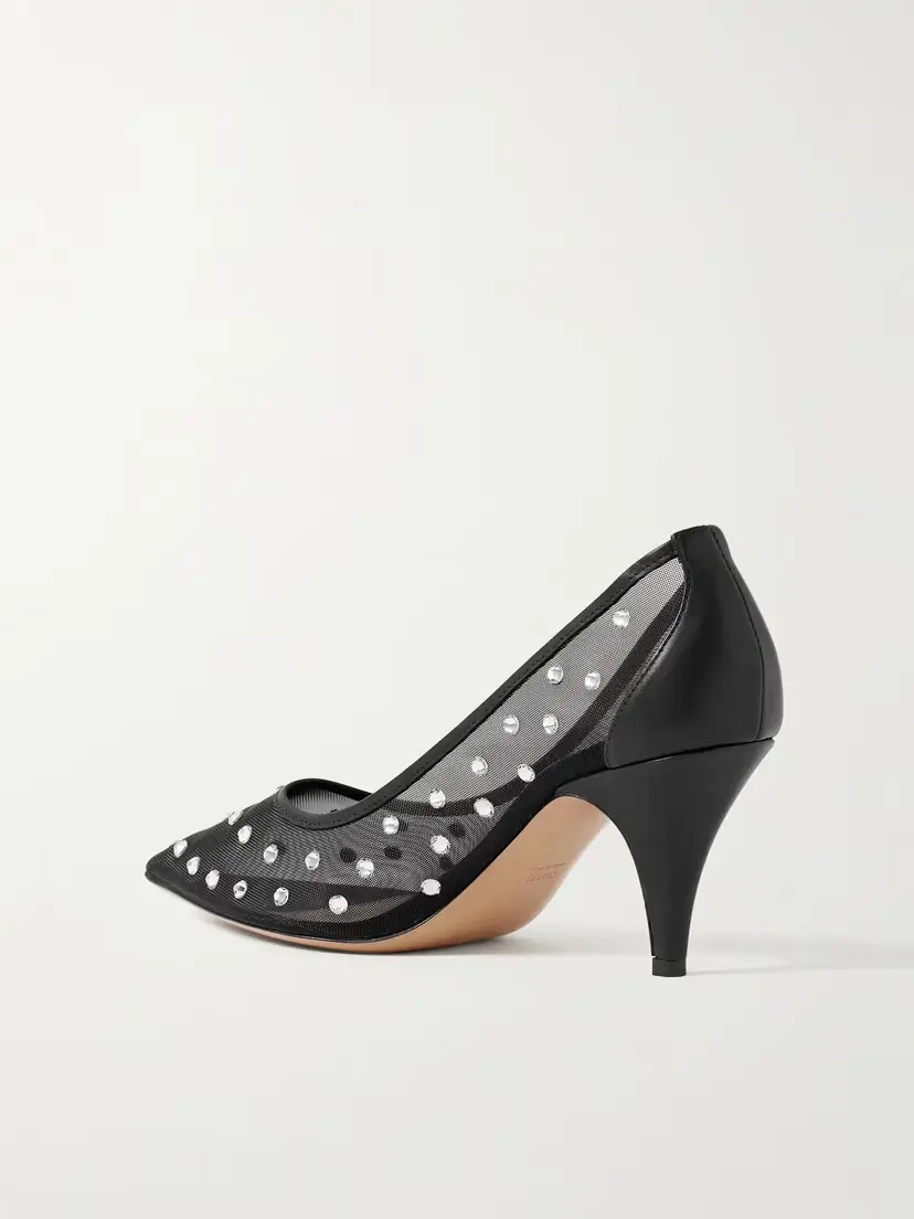 Khaite River Iconic Leather-trimmed Crystal-embellished Mesh Pumps | Thumbnail 3