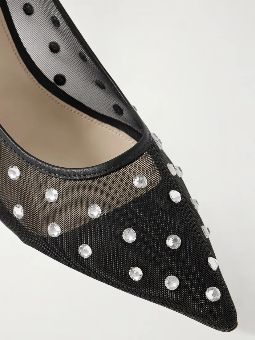 Khaite River Iconic Leather-trimmed Crystal-embellished Mesh Pumps | Thumbnail 4