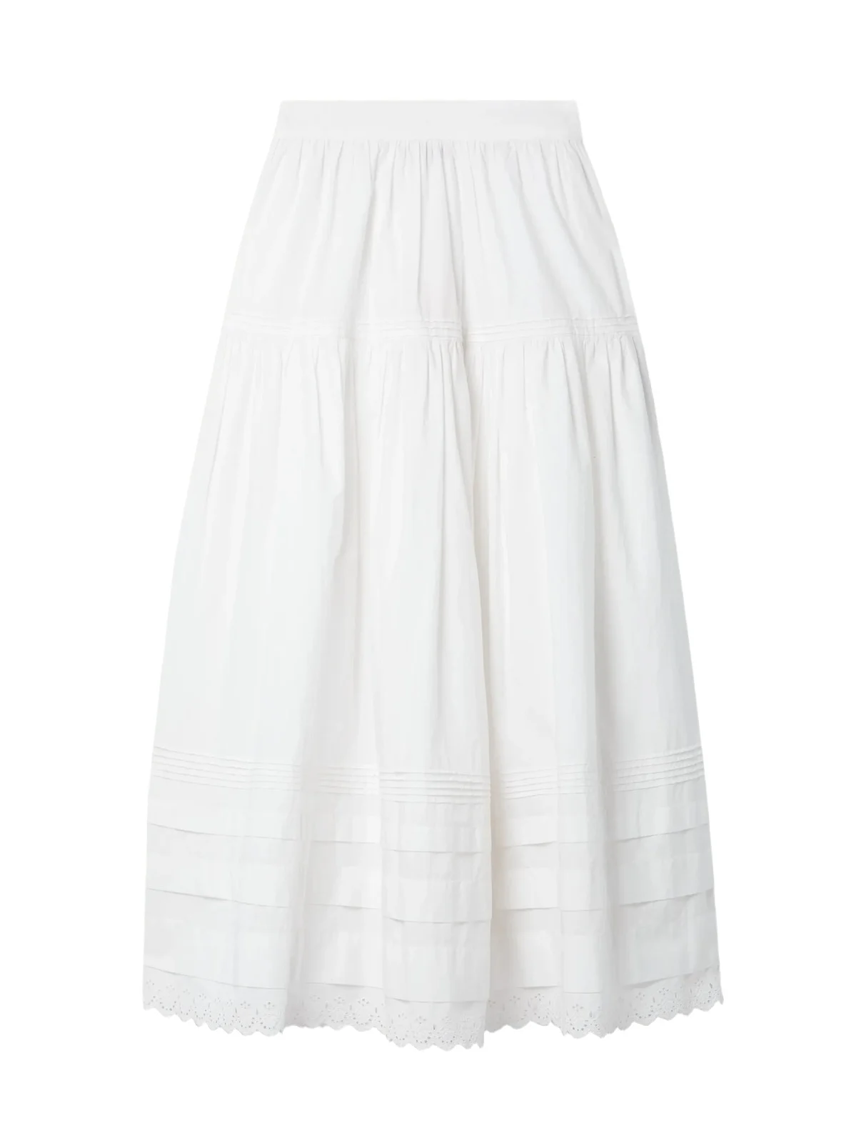 DÔEN Sebastiane Broderie Anglaise-trimmed Organic Cotton-poplin Midi Skirt