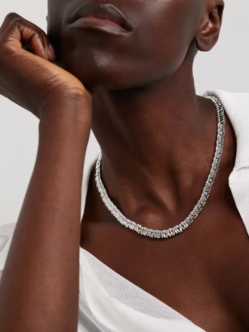Suzanne Kalan 18-karat White Gold Diamond Tennis Necklace | Thumbnail 2 Suzanne Kalan 18-karat White Gold Diamond Tennis Necklace | Thumbnail 2