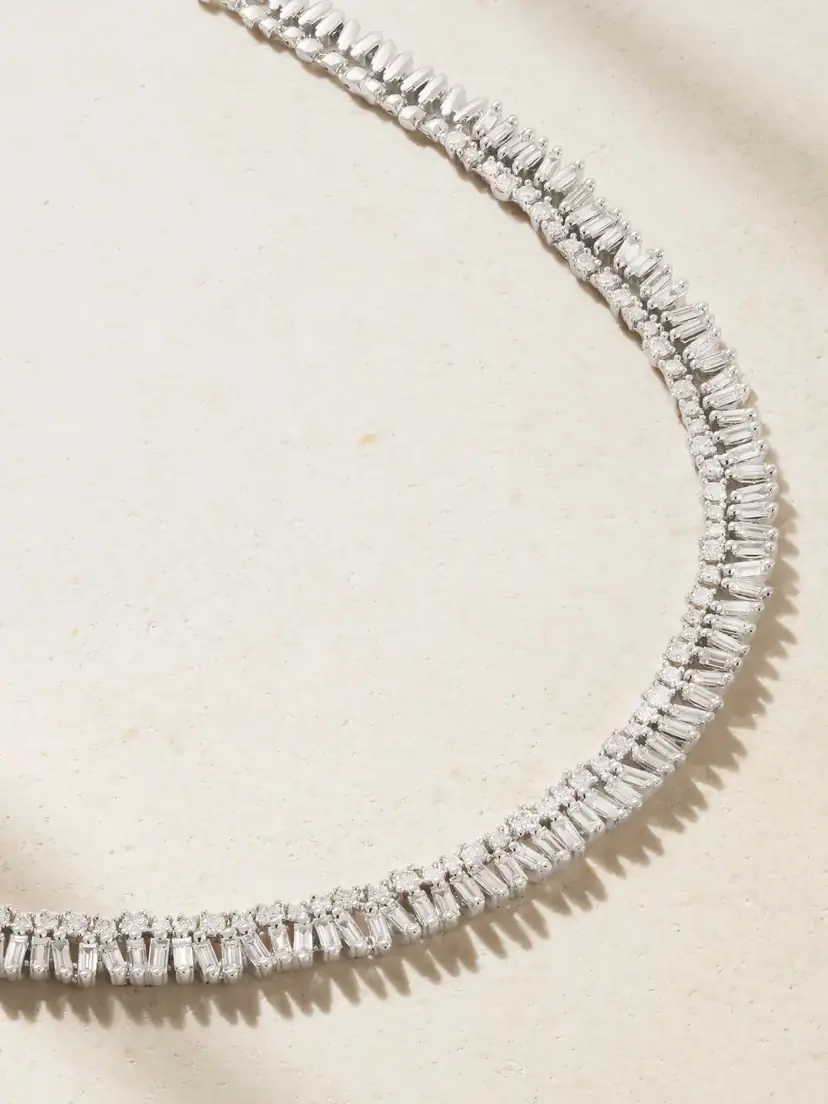 Suzanne Kalan 18-karat White Gold Diamond Tennis Necklace | Thumbnail 4 Suzanne Kalan 18-karat White Gold Diamond Tennis Necklace | Thumbnail 4