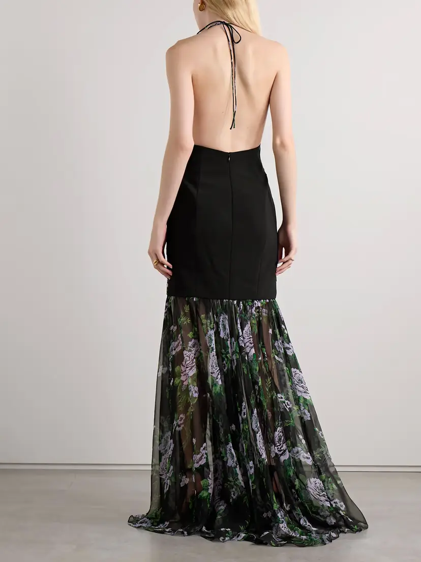 Carolina Herrera Cutout Ruched Floral-print Silk-georgette Halterneck Gown | Thumbnail 3 Carolina Herrera Cutout Ruched Floral-print Silk-georgette Halterneck Gown | Thumbnail 3