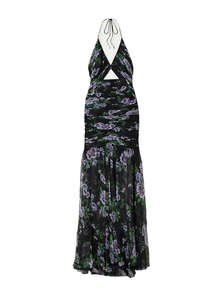 Carolina Herrera Cutout Ruched Floral-print Silk-georgette Halterneck Gown | Thumbnail 1 Carolina Herrera Cutout Ruched Floral-print Silk-georgette Halterneck Gown | Thumbnail 1