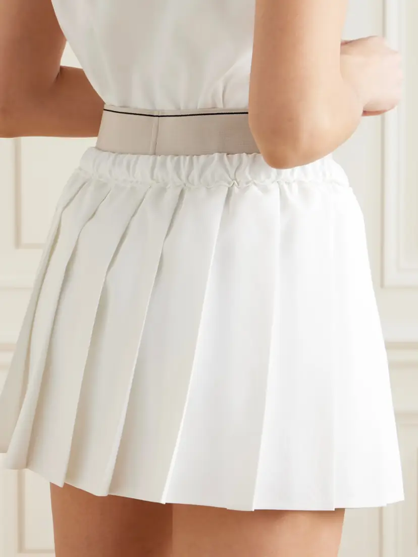 Brunello Cucinelli Embroidered Pleated Jersey Tennis Skirt | Thumbnail 3 Brunello Cucinelli Embroidered Pleated Jersey Tennis Skirt | Thumbnail 3