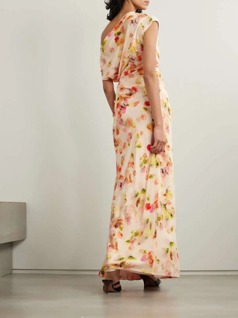 A.L.C. Poppy One-shoulder Ruched Printed Stretch-silk Gown | Thumbnail 3 A.L.C. Poppy One-shoulder Ruched Printed Stretch-silk Gown | Thumbnail 3