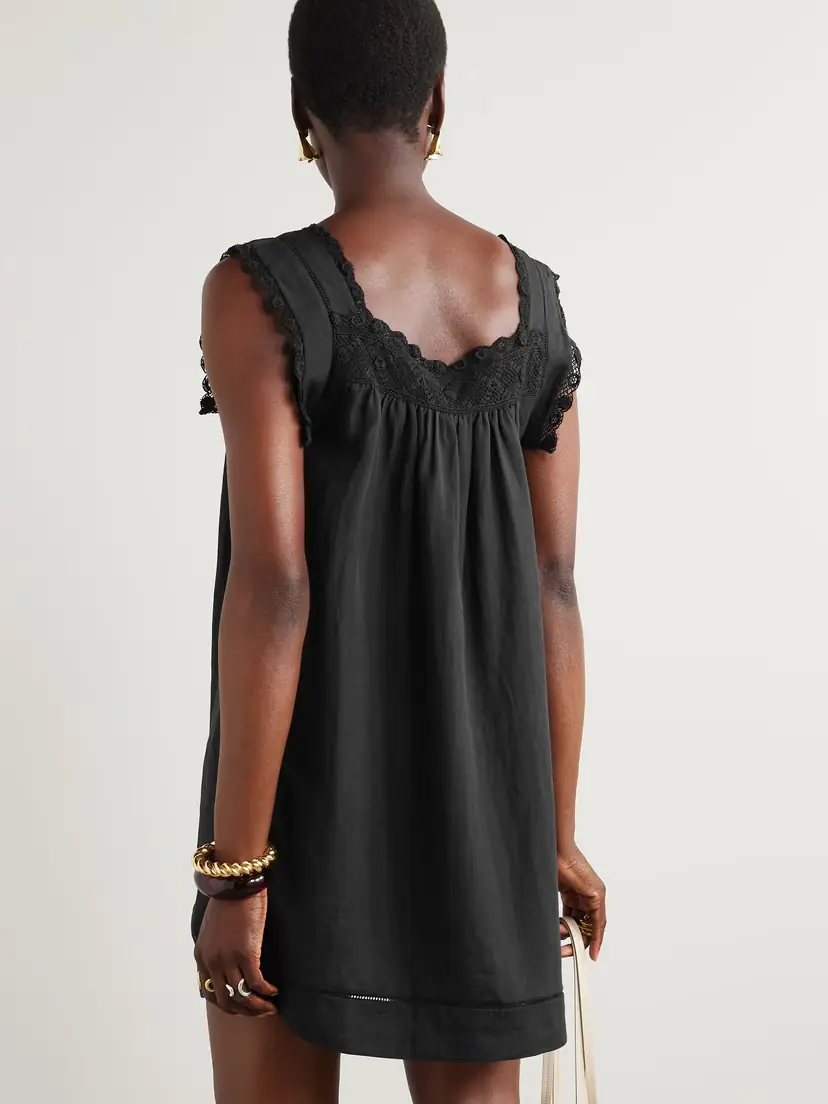 DÔEN Almadia Crochet-trimmed Ramie Mini Dress | Thumbnail 3