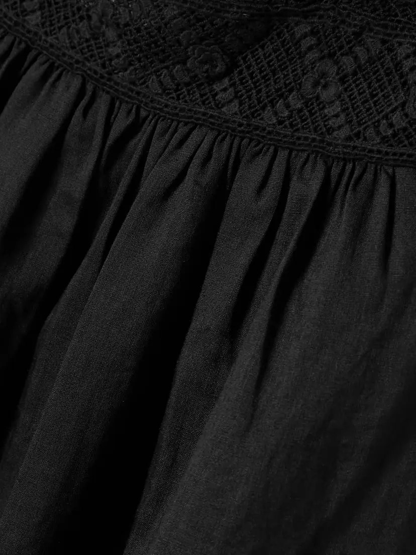 DÔEN Almadia Crochet-trimmed Ramie Mini Dress | Thumbnail 4