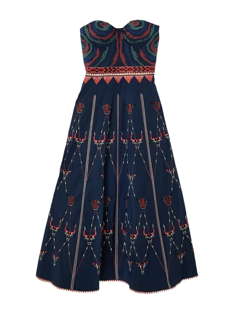 Lotty Bulls Embellished Embroidered Cotton-blend Poplin Midi Dress