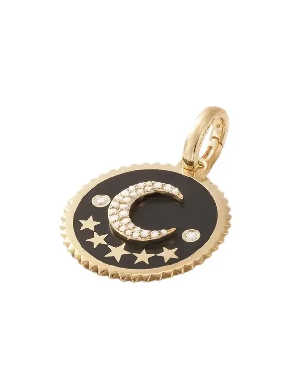 Crescent 18-karat Gold, Diamond And Enamel Pendant