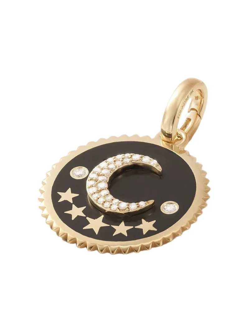 Crescent 18-karat Gold, Diamond And Enamel Pendant